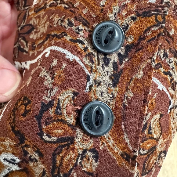 rag and bone Woman's Long Sleeve Antonia Blouse Size XS Brown/Multi gorgeous - Picture 2 of 7